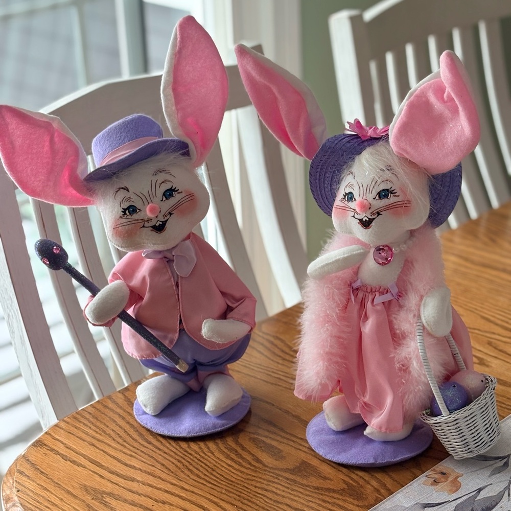 Annalee Pink and Purple Bunny Pair